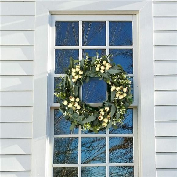 Green Eucalyptus Wreath,Artificial Eucalyptus Leaves Wreath with Big Berries - Picture 6 of 7